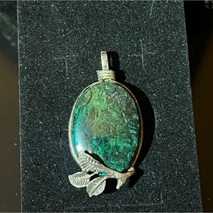 Vintage sterling silver chrysocolla pendant floral